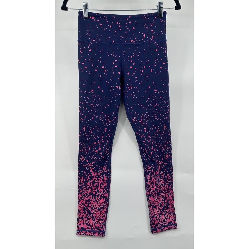 Zyia Active Navy Blue Pink Splash Light N Tight Hi-Rise‎ 7/8 Women's 4 Athletic